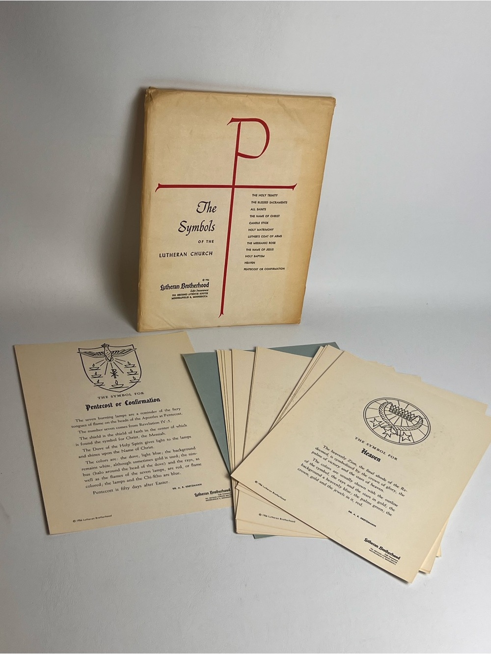 VTG 1956 Set of 12 Cardstock Prints Emblems The Symbols of the Lutheran Church